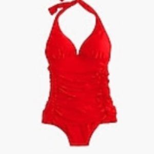 JCREW RUCHED HALTER ONE-PIECE SWIMSUIT